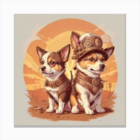 Steampunk Corgis Canvas Print