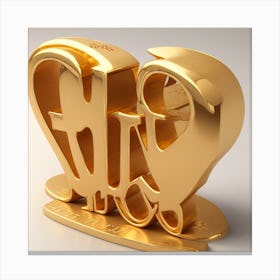 Gold Heart 3d Printed Canvas Print