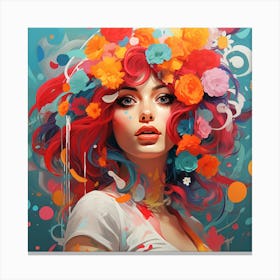 Girl With Flowers Canvas Print