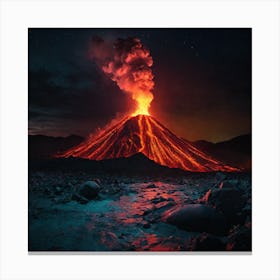 Volcano At Night Canvas Print