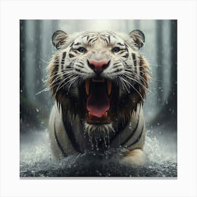 White Tiger In The Rain 4 Canvas Print