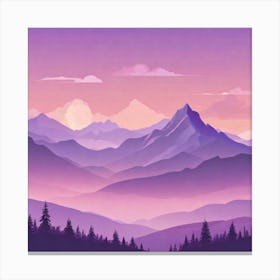 Misty mountains background in purple tone 39 Canvas Print