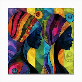 Two Women In Colorful Turbans Canvas Print