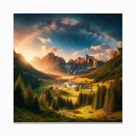 Rainbow Over The Mountains Canvas Print