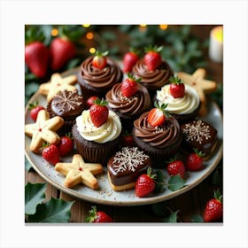 Flux Dev A Vibrant And Inviting Christmas Dessert Arrangement 1 Canvas Print