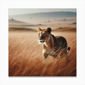 Lion In The Grass Canvas Print