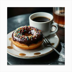 Donut With Coffee Canvas Print