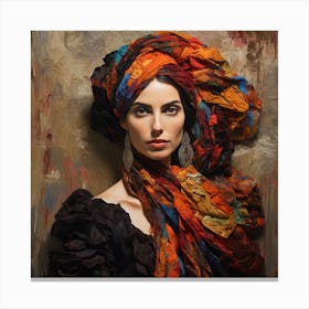 Portrait Of A Woman Wearing A Scarf Canvas Print