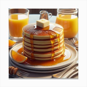 Pancakes And Orange Juice Canvas Print