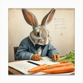 Rabbit Writing 7 Canvas Print