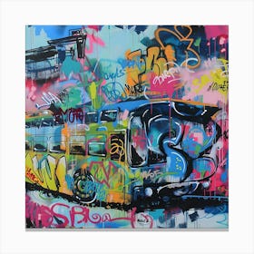 Bus, Graffiti, Street Art, Urban Hues Canvas Print