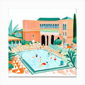 Pool days with family Canvas Print
