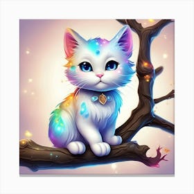 Cute Kitten On A Tree Branch 4 Canvas Print