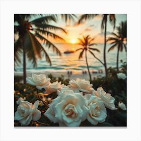 Sunset Roses On The Beach2 Canvas Print