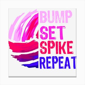 Girls Volleyball Bump Set Spike Repeat Pink Purple Teen Canvas Print