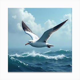 A Majestic Albatross Gliding Over The Ocean Waves 2 Canvas Print