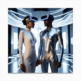 Futuristic Couple In Virtual Reality 5 Canvas Print