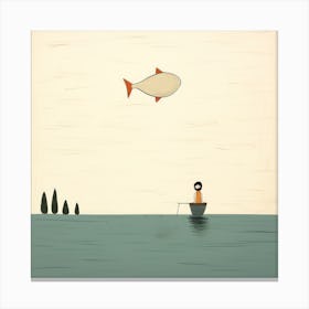 Fisherman In A Boat Canvas Print