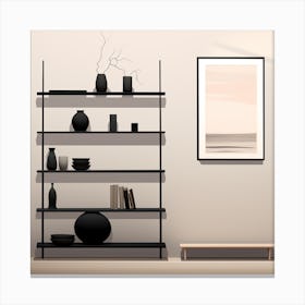 Black Shelves In A Room Canvas Print
