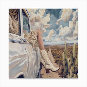 Cowgirl In Boots Canvas Print