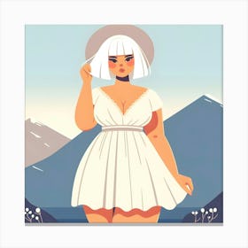 Woman In A White Dress Canvas Print