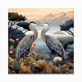 Bird In Nature Great Blue Heron 4 Canvas Print