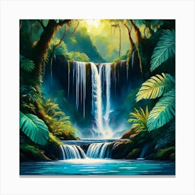 Waterfall In The Jungle Canvas Print