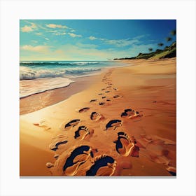 Footprints On The Beach 1 Canvas Print