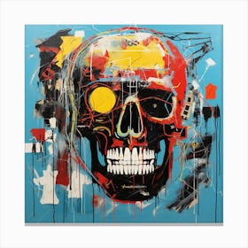 Skull On Blue 1 Canvas Print