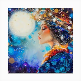 Woman In The Moonlight 1 Canvas Print