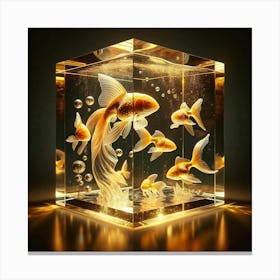 Goldfish In A Cube 1 Canvas Print
