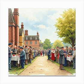 Romanian Community Event In England, Painted In Soft Watercolor Hues 1 Canvas Print