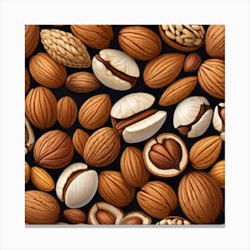 Almonds On A Black Background 4 Canvas Print