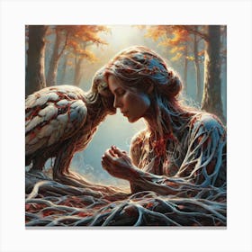 Owl And The Woman Canvas Print