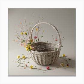 Basket With Flowers 2 Canvas Print