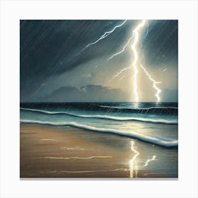 Lightning Over The Beach Canvas Print