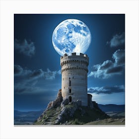 Full Moon Over A Castle Canvas Print