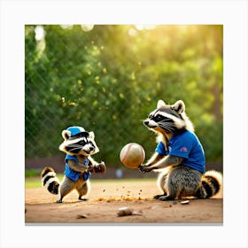 Raccoons Enjoying Baseball Wall Art Decoration Lienzo