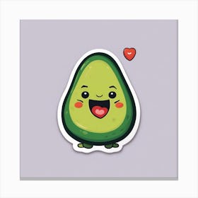 A Happy Avocado With A Smiling Face And A Heart Sticker Canvas Print