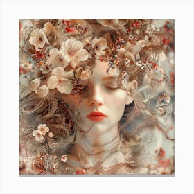 Girl With Flowers In Her Hair 1 Canvas Print
