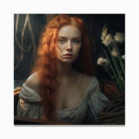Portrait Of A Young Woman With Red Hair Canvas Print