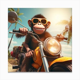 Monkey On A Motorcycle Canvas Print