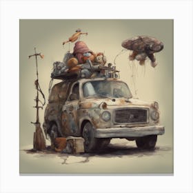 Car Full Of Stuffed Animals Sick Buddy ( Bohemian Design ) Canvas Print