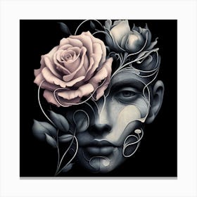Roses On A Woman'S Face Canvas Print