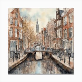 Amsterdam Netherlands Watercolour Travel Art Print (4) Canvas Print