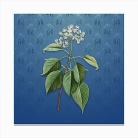 Vintage Pagoda Dogwood Botanical on Bahama Blue Pattern Canvas Print