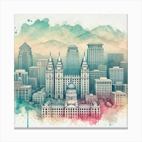 Salt Lake City Skyline 4 Canvas Print