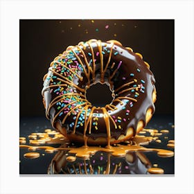 Donut On A Black Background 1 Canvas Print