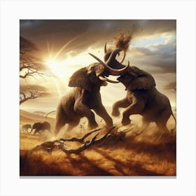 Elephants Fighting 4 Canvas Print