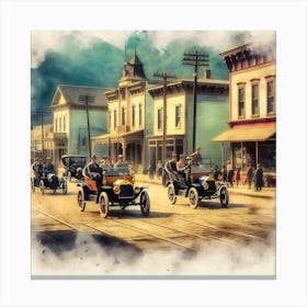 Early Small Town America And The Automobile ~Reimagined 5 Canvas Print